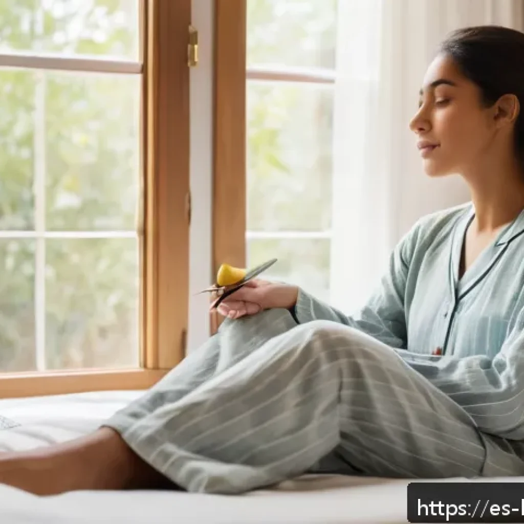 행복한 하루 보내는 법 - A serene morning scene in a cozy, sunlit bedroom with soft natural light streaming through large win...