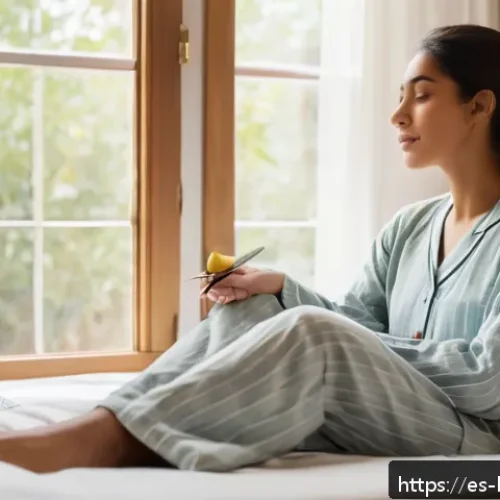 행복한 하루 보내는 법 - A serene morning scene in a cozy, sunlit bedroom with soft natural light streaming through large win...